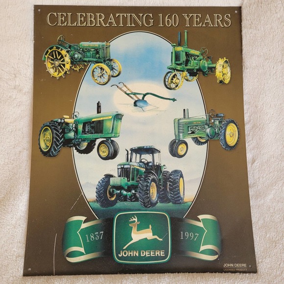 VTG John Deere 'Celebrating 160 Years' 1837-1997 Tractors Tin Metal Sign✨️13x16 - Picture 12 of 12